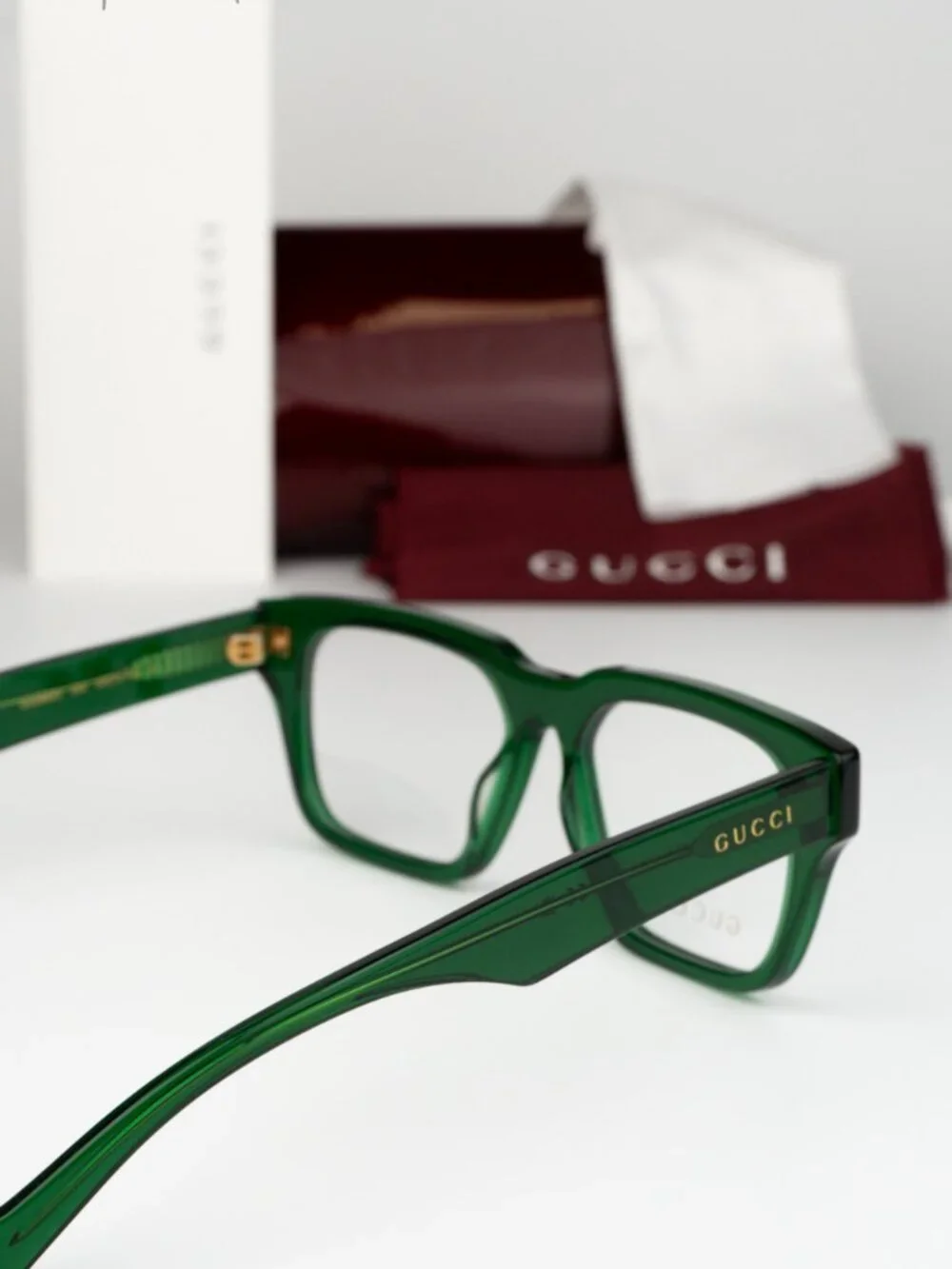 Gucci Men Eyeglasses Transparent Green Demo Square GG0963O 004 NEW AUTHENTIC